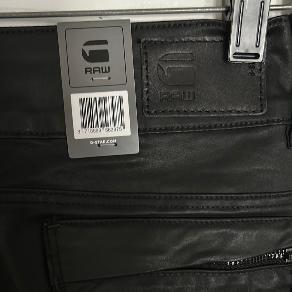 New G-Star RAW Black Leather Pants Sz W26/L30.